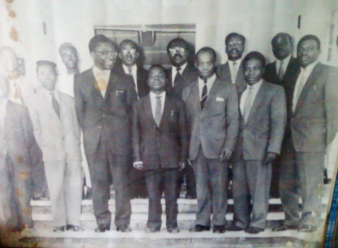 Photo-0100 Hon. S.N. TamfuX 1st from the right in the front row with the KNC leadership - Dr. EML Endeley and others.